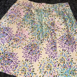 A-Line White Skirt with Multicolor Pattern Skirt by Lane Bryant Size 16